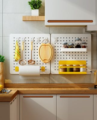 Bảng lỗ nhà bếp miễn phí đục lỗ tường treo kim loại mặt nạ đồ dùng gia vị giá treo tường treo tường giá lưu trữ