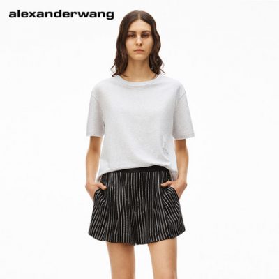 ALEXANDER WANG / Alexander Wang Ladies Áo thun in logo Xám nhạt