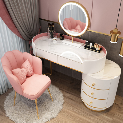 Tủ trang điểm Bắc Âu ánh sáng sang trọng cao cấp mới bàn trang điểm màu đỏ lưới phòng ngủ hiện đại tối giản tủ lưu trữ có thể thu vào một