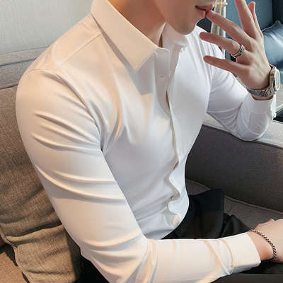 Áo sơ mi nam liền thân cao cấp dài tay mỏng co giãn 2022 xu hướng mới thời trang công sở áo sơ mi nam giản dị