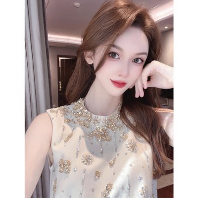 Phong cách nhỏ hương thơm đầm đính hạt kim cương của phụ nữ mùa hè 2022 mới nhẹ nhàng sang trọng phụ nữ tính khí cao cấp váy ngắn nhỏ