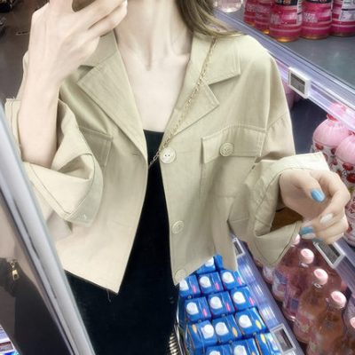 Áo khoác dụng cụ ngắn của phụ nữ mùa xuân và mùa thu Phiên bản Hàn Quốc bf sinh viên lỏng lẻo đồng phục bóng chày của phụ nữ tất cả các trận đấu áo khoác nhỏ áo khoác cardigan