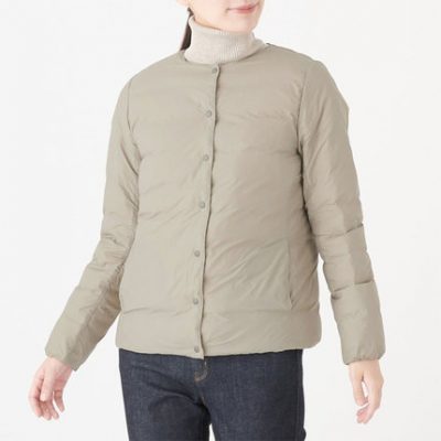 Áo khoác không cổ cầm tay nhẹ nhàng của nữ MUJI