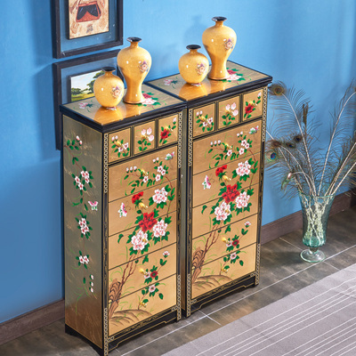 Phong cách Mỹ trang trí hiên nhà có ngăn kéo sơn bằng tay Đồ nội thất cổ điển bằng tay kiểu Trung Quốc phòng ngủ lưu trữ tủ cao ngăn tủ đựng đồ