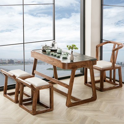 Ban công bàn ghế kết hợp kung fu gỗ rắn kiểu Trung Quốc homestay đơn giản hiện đại Zen home bàn trà mới