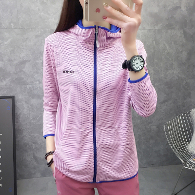 Quần áo chống nắng của phụ nữ Lưới thoáng khí có mũ trùm đầu Áo khoác mùa hè mỏng ngoài trời Áo khoác thông thường Áo khoác mùa hè