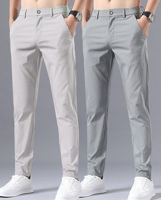 Hồng Kông cao cấp thương hiệu băng lụa quần âu nam mỏng phù hợp với mùa hè 2022 quần nam mỏng đàn hồi quần tất phù hợp