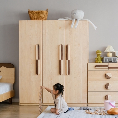 Castle Mushroom Castle tủ quần áo trẻ em bằng gỗ rắn công suất lớn Tủ quần áo cửa đôi Nhật Bản phòng ngủ phòng trẻ em đồ nội thất bằng gỗ thích