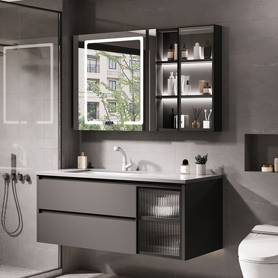 Tủ phòng tắm tích hợp đá phiến sang trọng nhẹ kết hợp phòng tắm tối giản hiện đại chậu rửa chậu rửa chậu rửa tủ gỗ