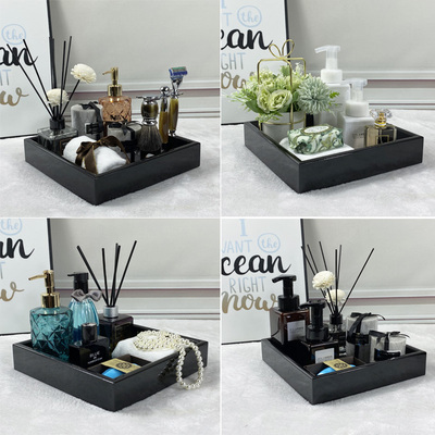 Phòng tắm Phụ kiện phòng tắm Gỗ đen Dầu thơm Xà phòng Tiện nghi phòng tắm Chai nước hoa Khăn hoa Bộ khay