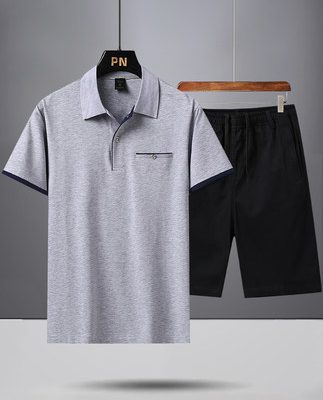 Bố mùa hè áo thun ngắn tay nam trung niên và ông già quần áo mùa hè trung niên nam áo thun polo