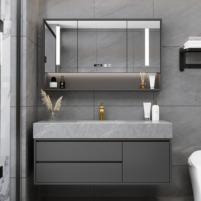 Slate tích hợp hiện đại tối giản ánh sáng sang trọng tủ phòng tắm kết hợp chậu rửa chậu rửa chậu rửa bộ nhà vệ sinh
