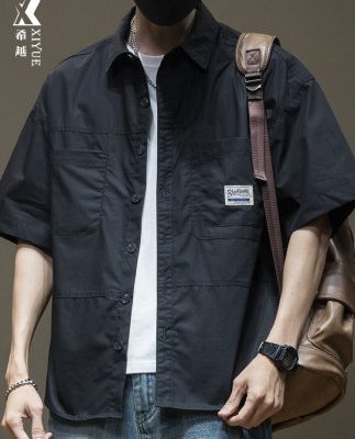 Xu hướng Xiyue áo sơ mi nam ngắn tay mỏng kích thước lớn giản dị áo sơ mi nam rộng rãi của nam giới xu hướng quần áo mùa hè của nam giới