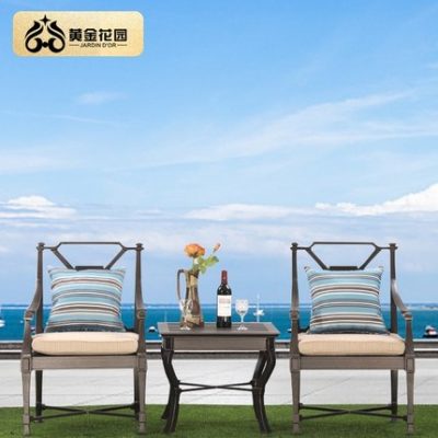 Gold Garden Bàn ghế nhôm đúc ngoài trời Ban công Sân thượng Giải trí Ngoài trời Bàn ghế sắt Địa Trung Hải Bàn ghế Đồ nội thất ba mảnh