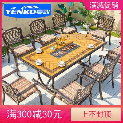 Ban công sân vườn ngoài trời bàn ghế nhôm đúc ngoài trời sắt rèn thư giãn Nội thất Châu Âu tất cả các dòng bàn nướng than hợp kim nhôm