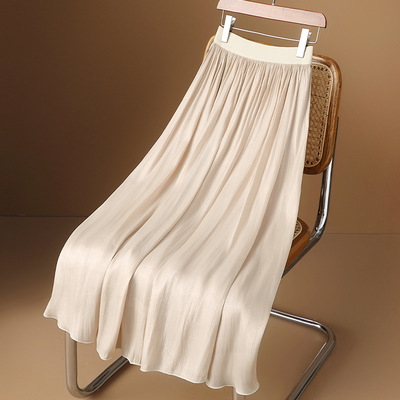 Hàng Châu Âu cao cấp streamer gạc váy nữ 2022 xuân sữa ngọc trai váy liễu nhăn váy lưới hè