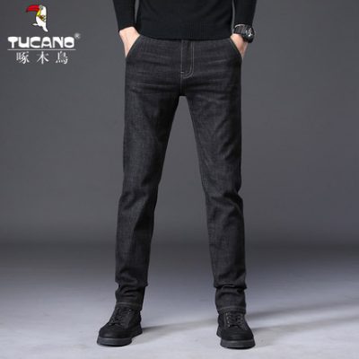 Chim gõ kiến quần jean của nam giới mùa hè băng lụa mỏng thẳng quần bình thường quần rộng của nam giới quần đàn hồi của nam giới