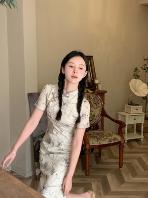 Tao Ke Le "Ji Ying Jin" cải tiến váy sườn xám của phụ nữ mùa hè Trung Quốc phong cách retro Trung Hoa phong cách Cộng hòa Trung Hoa và váy lanh