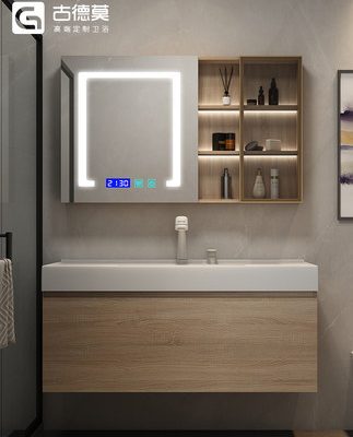 Log gốm một tủ phòng tắm kết hợp bệ rửa nhà vệ sinh bằng đá nano hiện đại chậu rửa tay tối giản