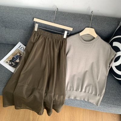 2022 New Royal Sister Light Cooked, hương vị Hồng Kông, Bộ hoàn chỉnh cao cấp với váy giảm tuổi tác Bộ đồ hai mảnh Áo dài mùa hè của phụ nữ