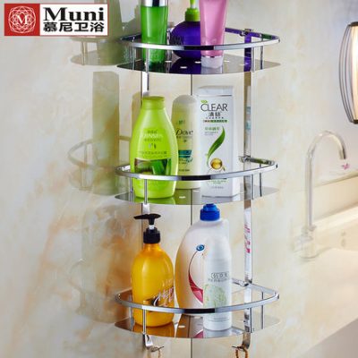 Qu Ting giá phòng tắm bằng thép không gỉ 304 miễn phí đục lỗ treo tường phòng tắm nhà vệ sinh cung cấp giá lưu trữ nhà vệ sinh ba