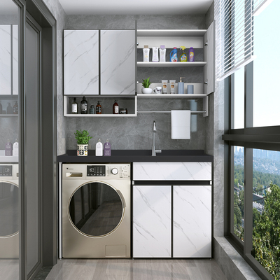 Không gian nhôm ban công máy giặt tủ kết hợp bể bơi đá thạch anh tích hợp tủ đồng hành với chậu rửa bàn rửa tùy chỉnh