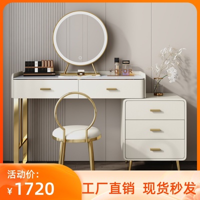 Bàn trang điểm bằng đá phiến sang trọng nhẹ Phòng ngủ đơn giản một màu đỏ ròng Tủ lưu trữ bằng gỗ rắn hiện đại Bàn trang điểm cho căn hộ nhỏ kiểu Bắc Âu