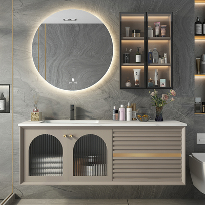 Đơn giản và hiện đại thông minh bằng đá phiến gỗ khối thông minh tủ kết hợp phòng tắm bồn rửa mặt chậu rửa tùy chỉnh ánh sáng sang trọng