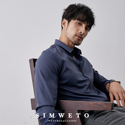 Phiên bản hàn quốc áo sơ mi nam công sở băng lụa cao cấp chống nhăn không ủi và chống nhăn áo sơ mi đen váy suông cao cấp sơ mi trắng