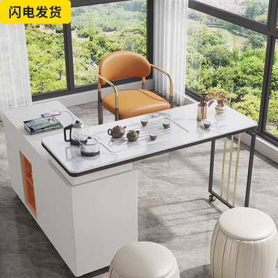 Bàn trà đá phiến kung fu đơn giản hiện đại ban công di động gia dụng ánh sáng sang trọng trà bàn trà nhỏ tích hợp xe đẩy trà có bánh xe