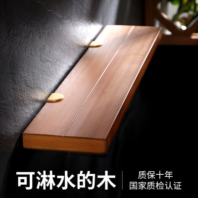 Hốc vách ngăn bằng gỗ một chữ lưới màu đỏ cổ điển kệ phòng tắm bồn rửa mặt lưu trữ tường treo nhà vệ sinh gương mỹ phẩm khung phía trước