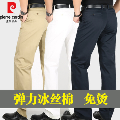 Pierre Cardin nam quần âu quần tây thẳng băng lụa cotton quần nam giới trung niên nam doanh nhân mùa xuân và mùa hè phần mỏng
