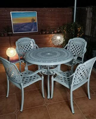 Phong cách Trung Quốc hiện đại nhôm đúc ngoài trời biệt thự sân vườn giải trí bàn ghế sân thượng bàn ghế ban công sắt rèn kết hợp chống thấm