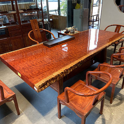 Bahua gỗ rắn bảng lớn đăng nhập bàn văn phòng gỗ gụ Brazil hoa hồng lê mặt nước gợn tại chỗ bàn trà óc chó