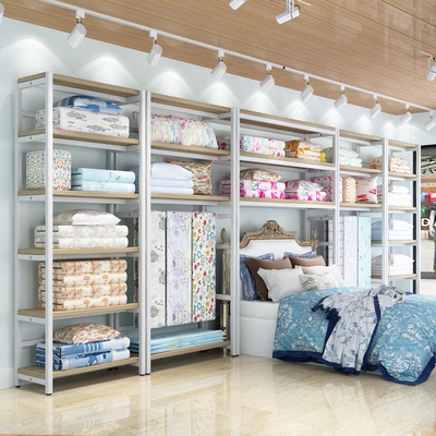 Trang chủ dệt vải trưng bày đứng gối lõi kệ bốn mảnh chăn bông vải giường kết hợp tủ trưng bày bộ đồ giường giá