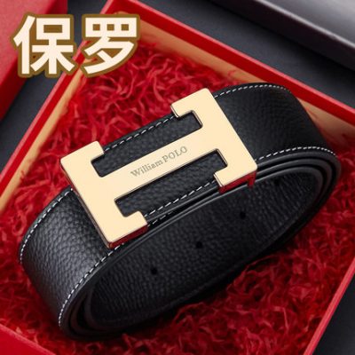 Paul thắt lưng nam da trơn mặt khóa kinh doanh mặt khóa lỗ phiên bản Hàn Quốc của quần da hoang dã thắt lưng xu hướng thắt lưng