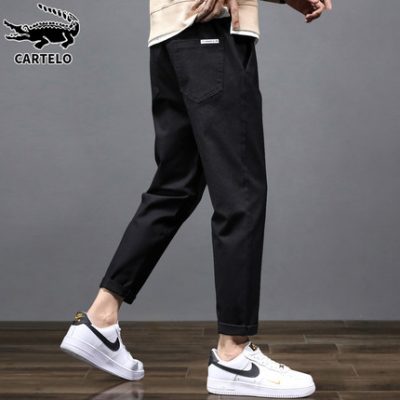 Cá sấu thứ chín quần âu nam mùa hè mỏng màu đen 2022 mới xu hướng thẳng rộng rãi quần dài quần nam