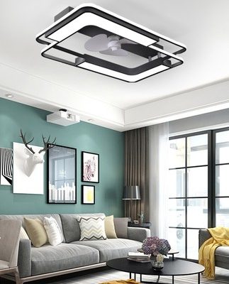 Đèn trần có quạt đèn phòng khách hình chữ nhật 2022 phòng ngủ mới tích hợp phòng ăn hiện đại tối giản quạt đèn chùm