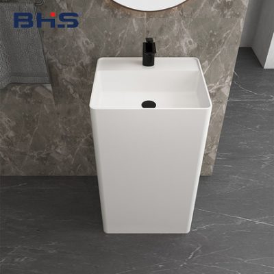 Beihongsi vuông cột đá nhân tạo chậu rửa sàn một mảnh khách sạn một mảnh chậu rửa gia dụng