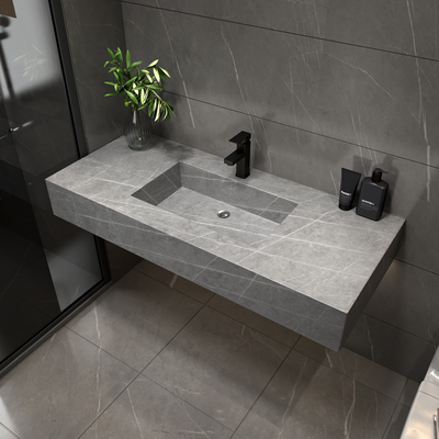 Đá phiến sang trọng nhẹ một chậu tủ phòng tắm thông minh kết hợp khách sạn tùy chỉnh chậu rửa treo tường chậu rửa gia đình