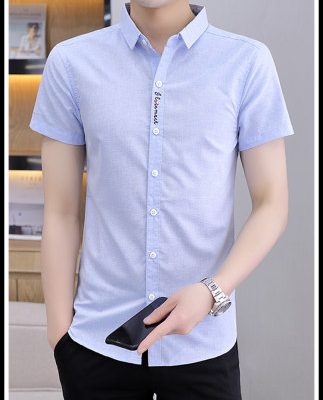 Áo sơ mi mùa hè nam mỏng tay áo sơ mi teen xu hướng hàn quốc áo sơ mi hàng đầu giản dị áo sơ mi inch chính thức nam giới