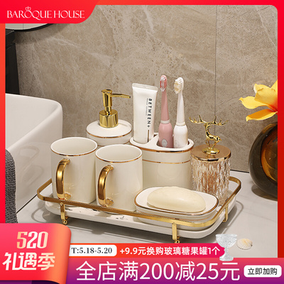 Bộ rửa phòng tắm có giá trị cao cốc nước súc miệng phòng tắm ánh sáng sang trọng cốc đánh răng cốc đánh răng cốc cung cấp khay bộ