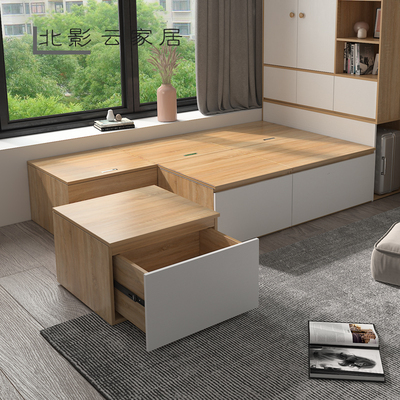 Căn hộ nhỏ giường tatami 1,5 mét kết hợp hộp lưu trữ hộp lưu trữ đồ nội thất phòng ngủ tiết kiệm không gian Khối lập phương Rubik có thể được tùy chỉnh