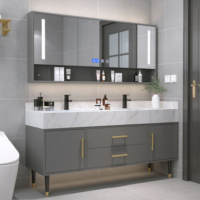 Tủ phòng tắm đôi bằng đá phiến sang trọng nhẹ kết hợp hiện đại tối giản tùy chỉnh phòng tắm chậu rửa chậu rửa chậu rửa