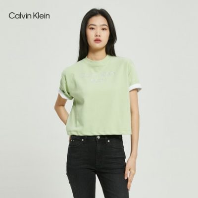 CK Jeans22 mùa xuân và mùa hè nữ mới cổ tròn áo thun ngắn tay ngắn in LOGO J218911