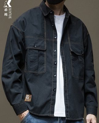 Mùa xuân nam mỏng áo sơ mi bảo hộ lao động cao cấp thương hiệu thời trang nam cỡ lớn mùa hè áo sơ mi dài tay nam áo khoác thường