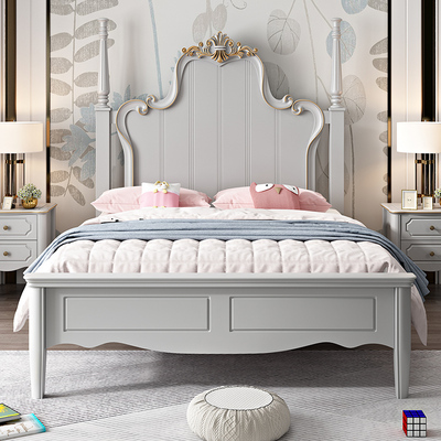 Tất cả gỗ rắn giường trẻ em giường cô gái giường công chúa 1,2M giường phòng ngủ 1,5m giường thiếu niên sinh viên nội thất phòng bé gái