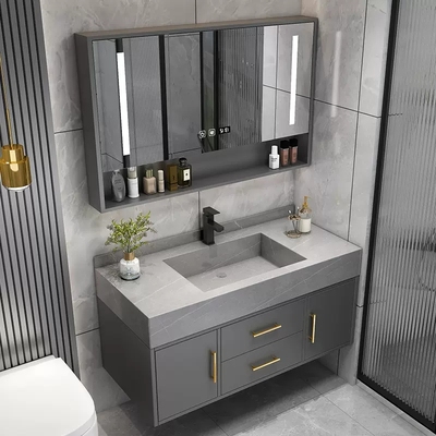 Tủ phòng tắm Wrigley hiện đại tối giản tủ chậu rửa kết hợp phòng tắm bàn trang điểm mặt bàn đá hồ bơi tất cả trong một bộ