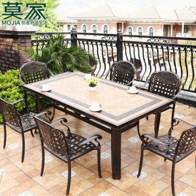 Bàn ghế ngoài trời Mojia nhôm đúc kết hợp ban công ngoài trời sân vườn thư giãn bàn ghế sân thượng ngoài trời bàn ghế chân sắt