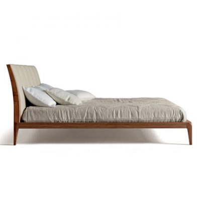 Giường thiết kế QCC Giường ngủ gỗ cứng tối giản kiểu Ý Giường ngủ bọc da óc chó màu đen Bắc Mỹ giường ngủ giường 1,8m giường King